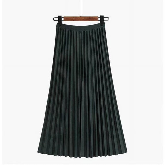 PIKADINGNIS New High Waist Pleated Skirt Women Autumn Winter All-match Midi Skirts Korean Style Mid-Length A-line Skirt Female