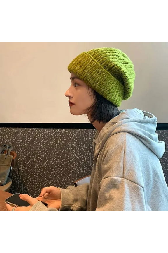 New Korean Windproof Hat Winter Solid Color Thick Woolen Hats for Women Ski Slouchy Cap Skull Winter Wool Warm Caps Warm Beanies