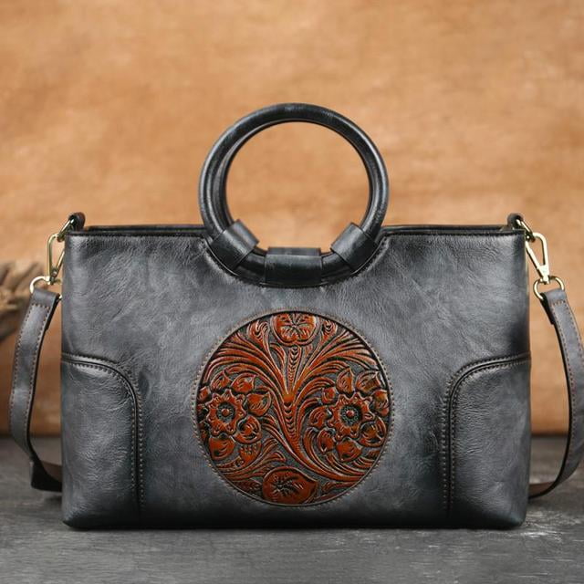 PIKADINGNIS Genuine Leather Luxury Handbags Handmade Women Shoulder Bag New  Embossed Vintage Crossbody Bags for Women Purse Women's Bag