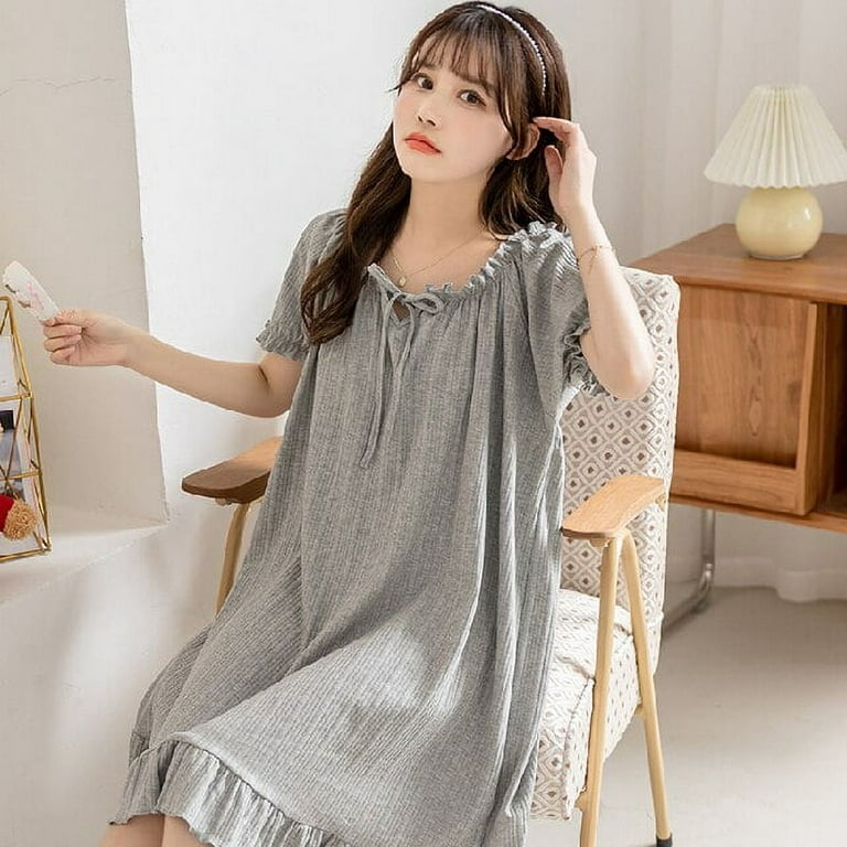 3 Pack: Womens 100% Cotton Sleep Shirt - Soft Printed Sleep Dress Nightgown  Sleepwear Pajama Nightshirt Medium, Set A 
