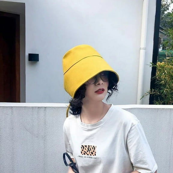 CoCopeanut New Summer Foldable Bucket Hat Foldable Fisherman Hat Women Soft Beach Big Wave Shade Fisherman Cap Fashion Solid Panama