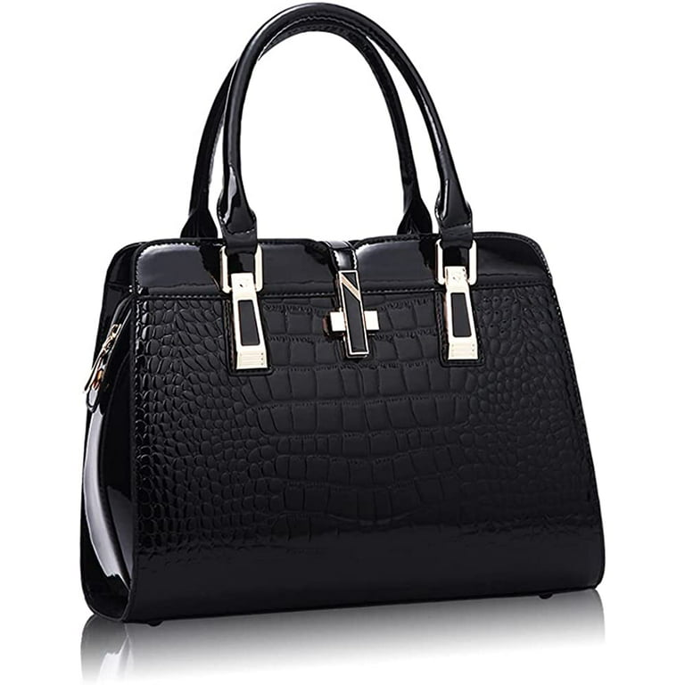 Kinsey Zip Ladies Black Patent Leather Cross Body Bag - Handbags