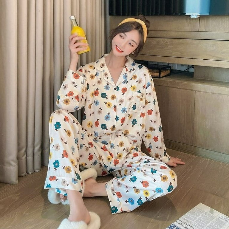 PIKADINGNIS Plus Size Summer Pajamas Sexy Sleepwear Silk Fabric Women  Sleepwear Princess Style Loose Version Pajama Set 