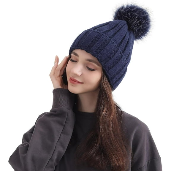 PIKADINGNIS Pom Pom Hat Winter Wear Beanie for Women Warm Winter Hats Cap for Womens Girl