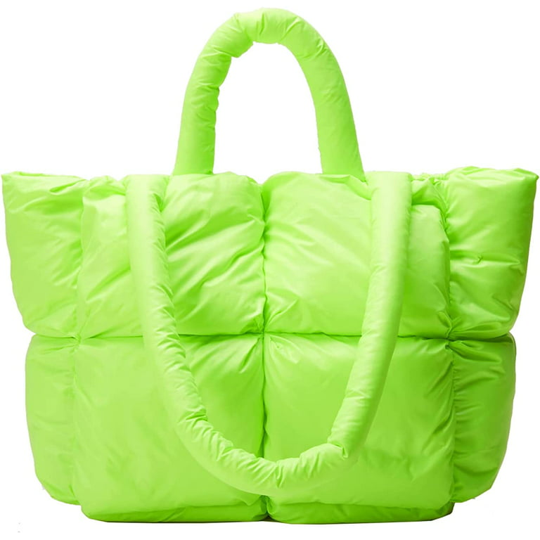 Large Casual Tote Bag With Quilted Stitching And Shiny Padded