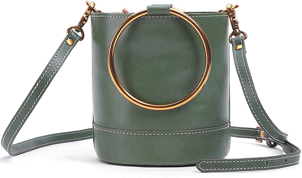 Geometric Pattern Bucket Bag Drawstring Design Crossbody Bag Small