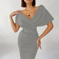 thumbnail image 1 of PIKADINGNIS Sexy Deep V Neck Off Shoulder Dress Women Elegant Evening Party Bodycon Midi Dress High Waist with Belt Summer Dresses, 1 of 6