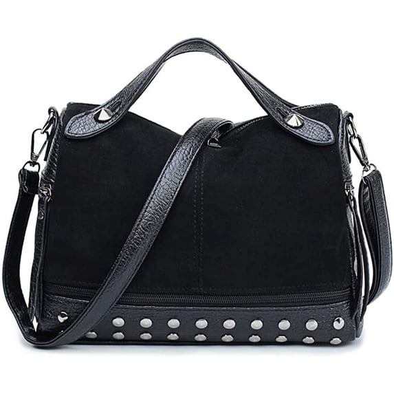 PIKADINGNIS Shoulder Bag for Women PU Leather Handbag Rivet Crossbody Bag Commuter Bag for Daily Work Travel
