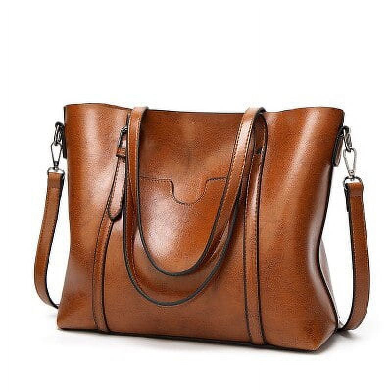 PIKADINGNIS Shoulder Bags for Women Oil Wax Leather Handbag Tote