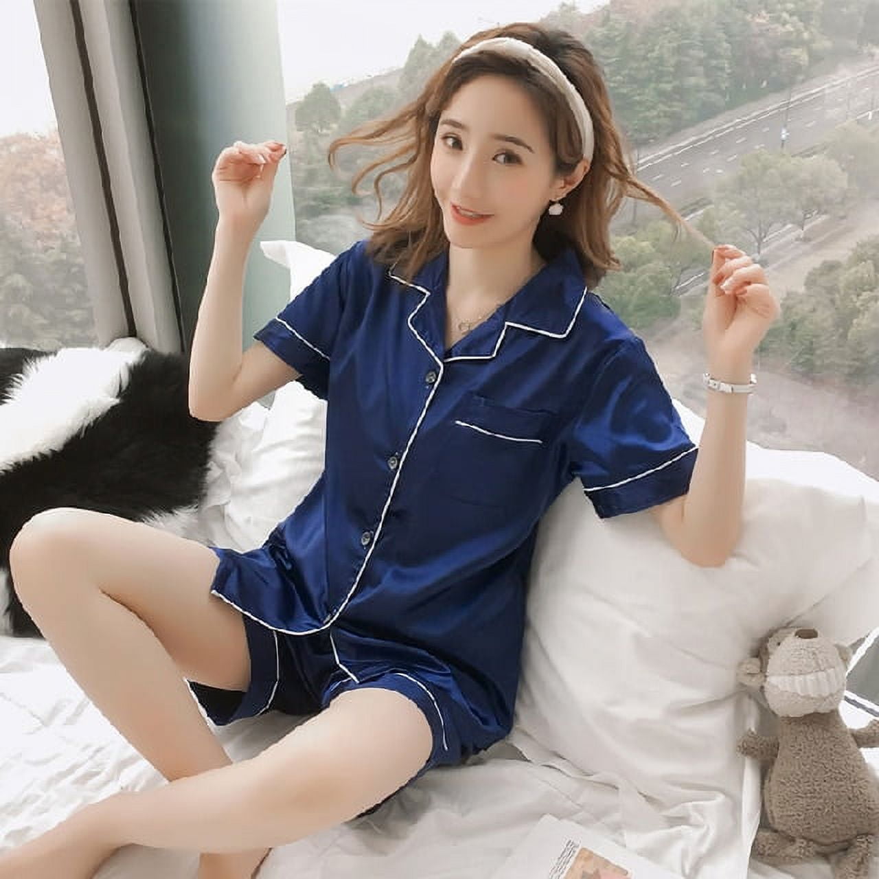 Best Pjs For Womenwomen's Silk Satin Pajama Set - Summer Short