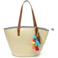 thumbnail image 1 of PIKADINGNIS Straw Beach Bags Tote Tassels Bag Hobo Summer Handwoven Shoulder Bags Purse With Pom Poms, 1 of 6