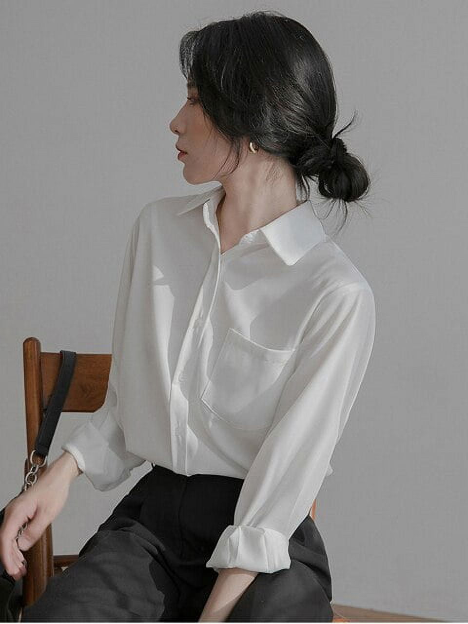 PIKADINGNIS Summer Blouse Shirt For Women Fashion Long Sleeve Casual Office  Lady White Shirts Tops Japan Korean Style