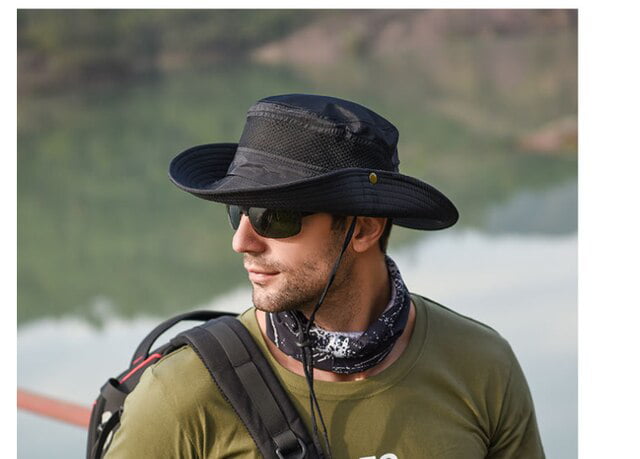 Men'S Bob Bucket Hats Fishing Wide Brim Hat Uv Protection Cap Men