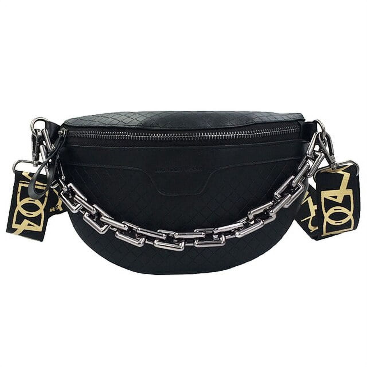Swthlge Thick Chain Women's Fanny Pack Plaid leather Waist Bag Shoulder  Crossbody Chest Bags Luxury Designer Handbags Female Belt Bag 