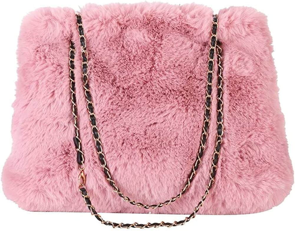 Shoulder Bag Faux Fur Handbag, Shoulder Bag Fur Handle