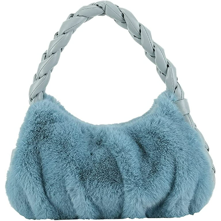 blue fluffy chanel bag