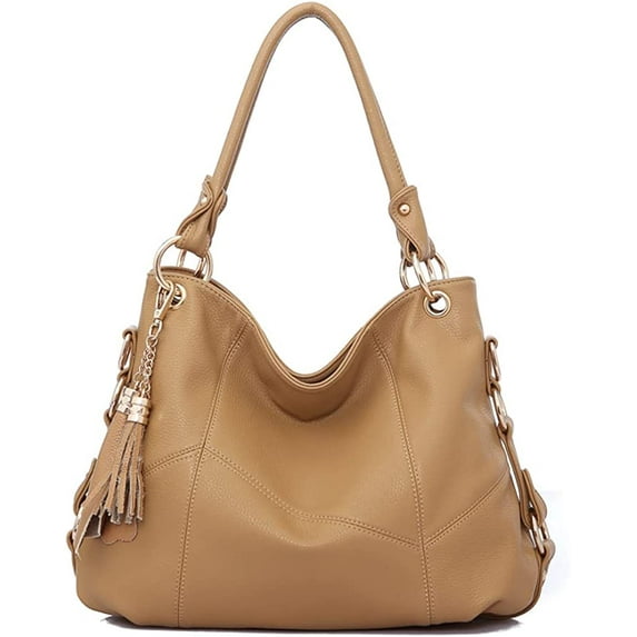 PIKADINGNIS Tote Bag for Women Hobo Shoulder Purse Large Work Commute Handbag Leather Top Handle Bag with Tassel