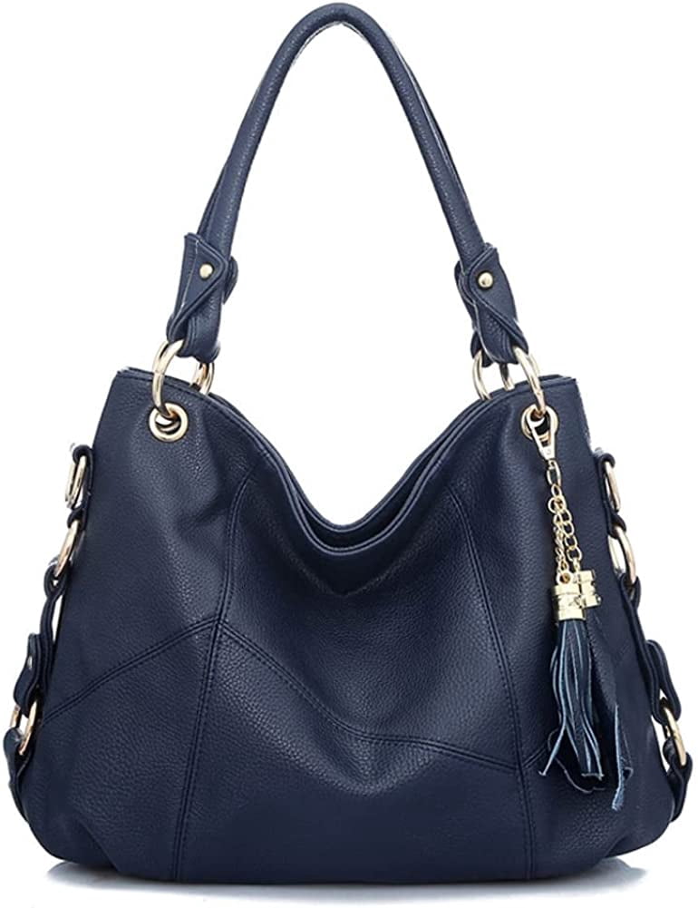 PIKADINGNIS Tote Bag for Women Hobo Shoulder Purse Large Work Commute Handbag Leather Top Handle Bag with Tassel