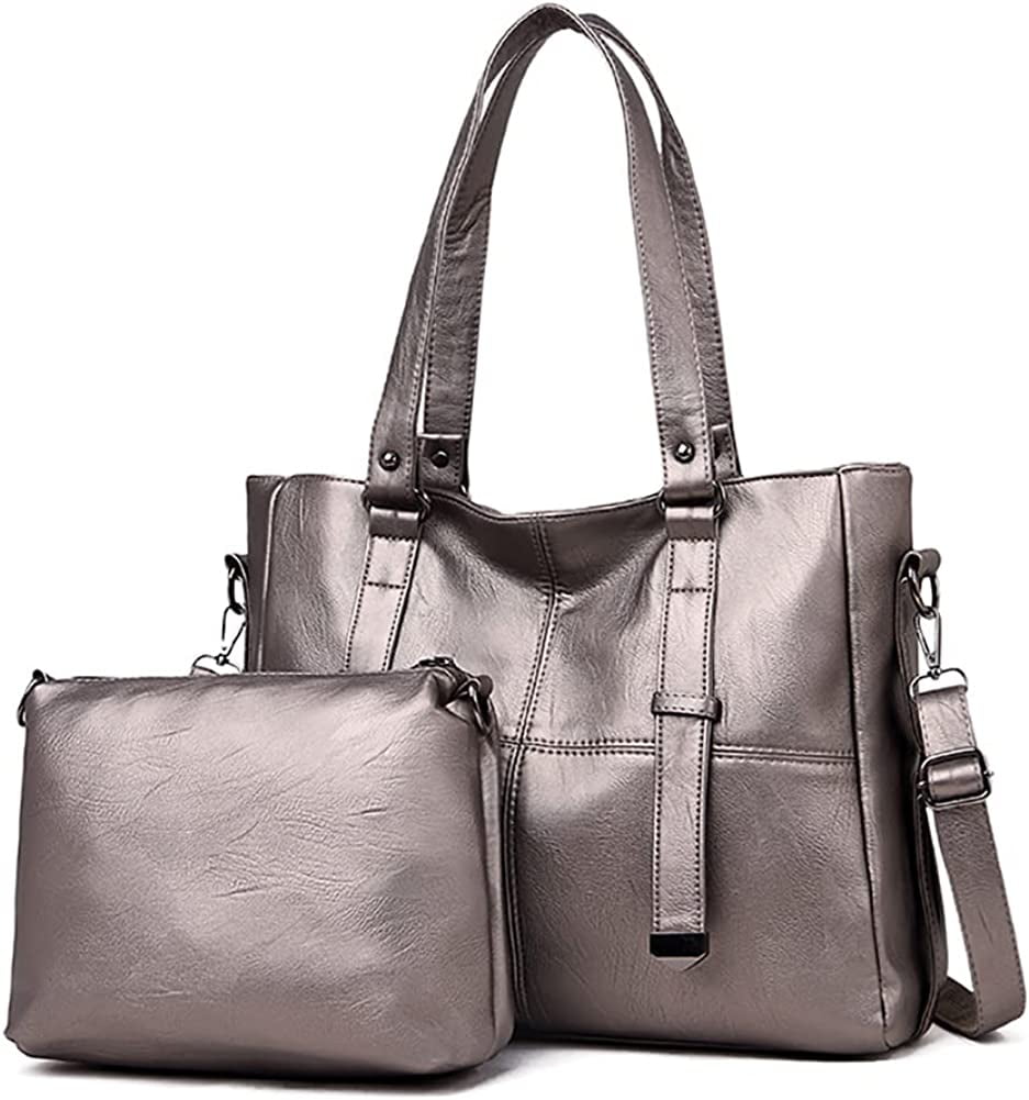 PIKADINGNIS Tote Bags for Women Large Handbag and Purse Comfy PU Shoulder  Bag Retro Bags 