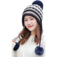 thumbnail image 1 of PIKADINGNIS Warm Trendy Knit Bearies Women Winter Soft Thick Pom Pom Hat Slouchy Cap, 1 of 5