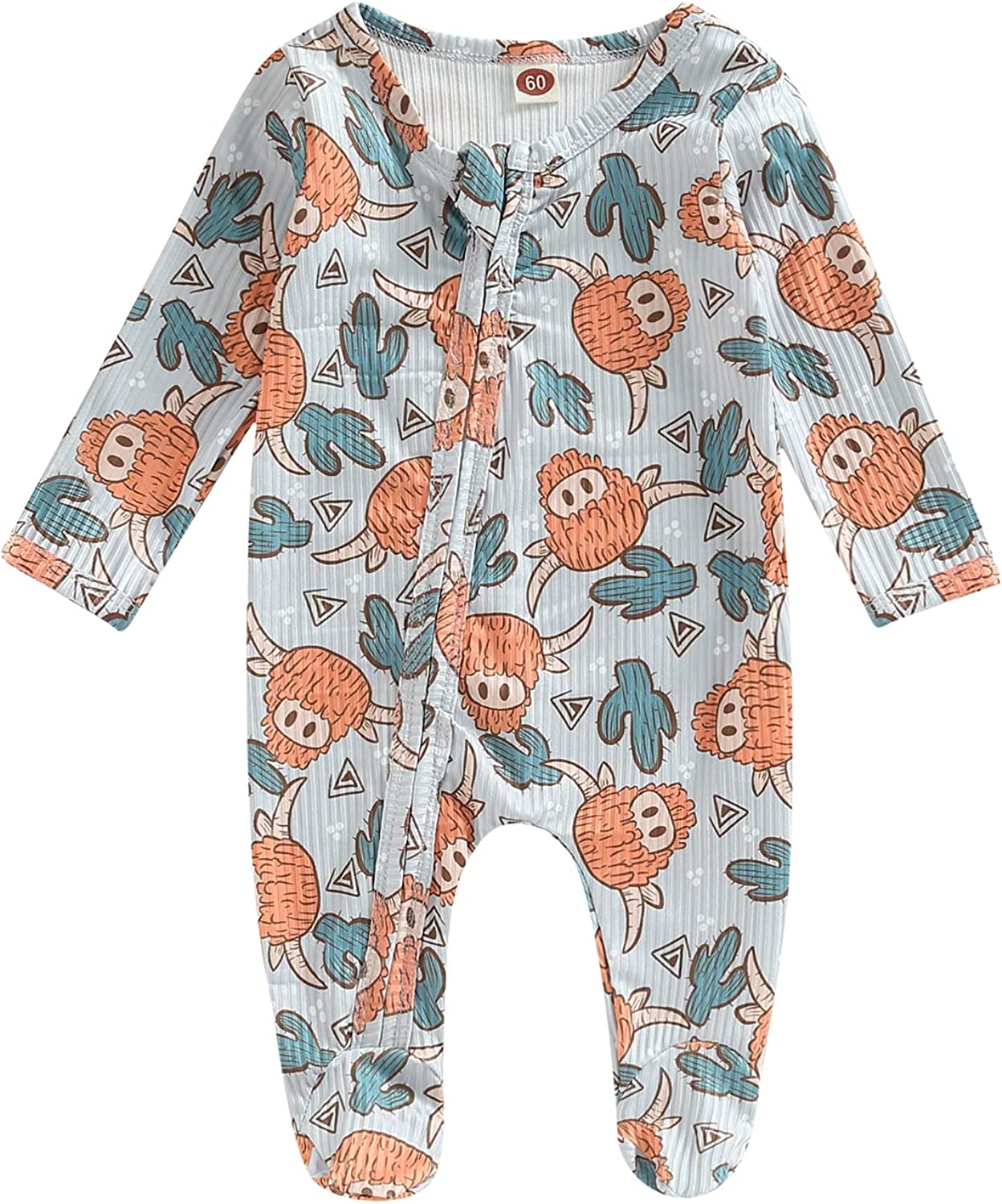 PIKADINGNIS Western Newborn Baby Boy Girl Clothes Cow Print Long Sleeve