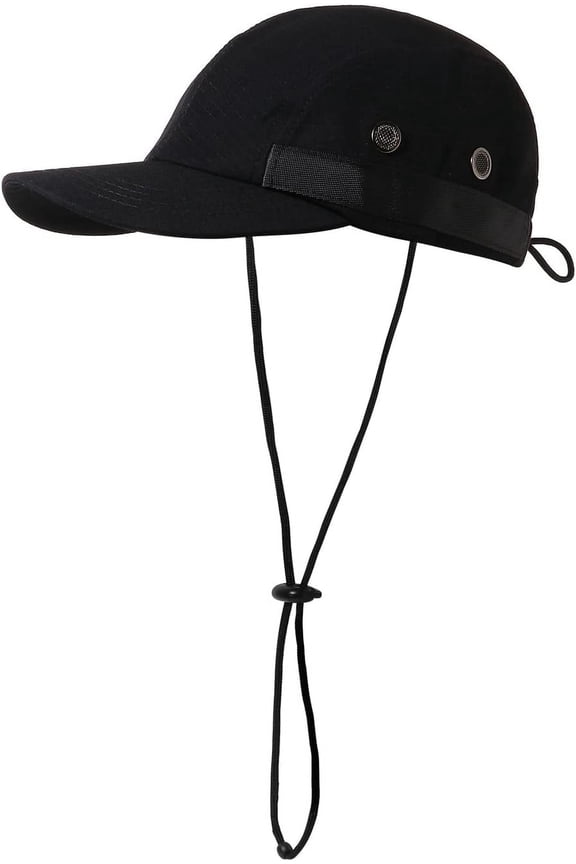 Windproof Baseball Cap with Chin Strap Water-Resistant Outdoor Sport Mountain Hat Men's Unconstructed Plain Trucker Cap