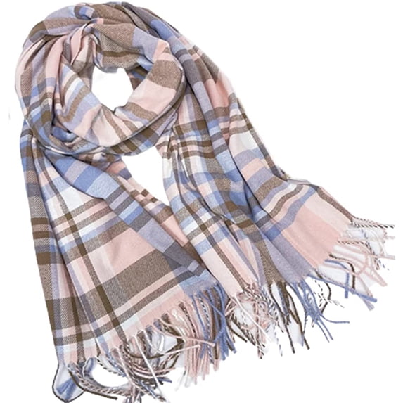 PIKADINGNIS Winter Cozy Scarf Wraps Classic Tassel Plaid Multi-color Large Long Shawl for Women