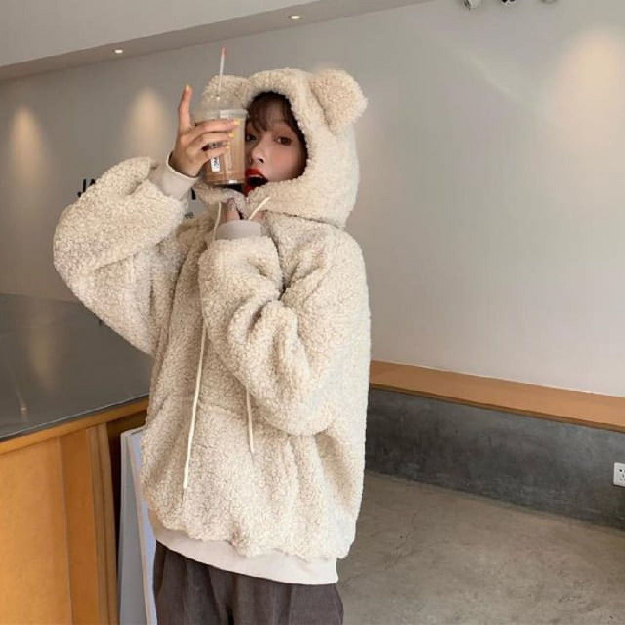Fluffy hoodie women's hotsell