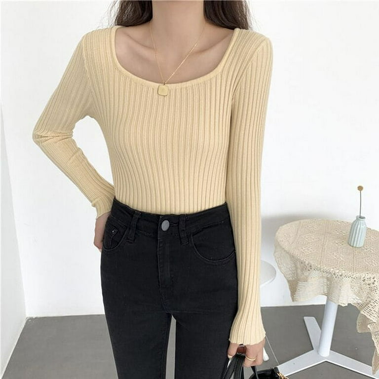 PIKADINGNIS Winter Tops For Women Pullover Jumper Pull Femme Hiver Truien Dames Autumn U Neck Sweater Knitted Fashion Womens Sweaters