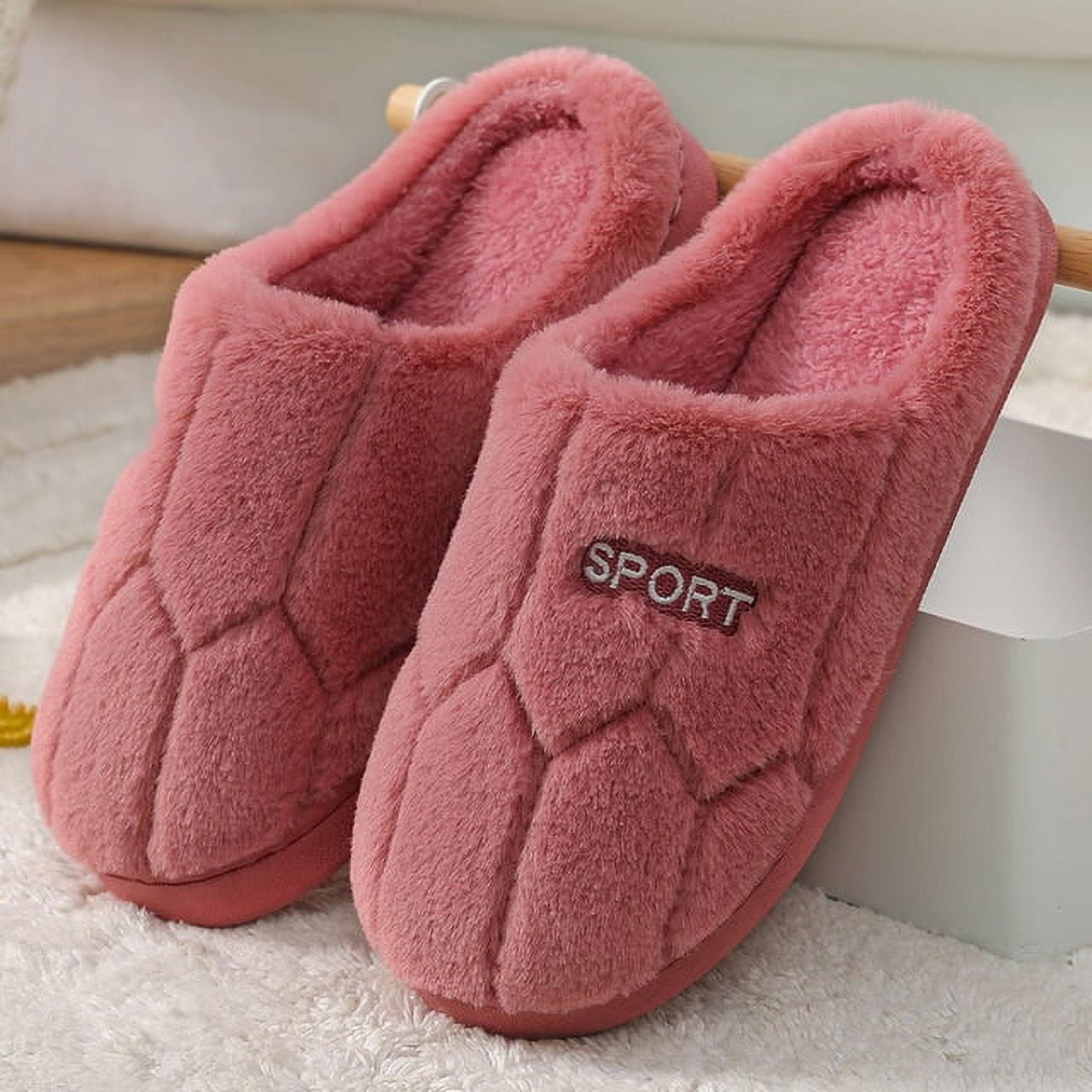 Waterproof Leather Slippers Men Indoor Shoes Home Slippers Soft Bottom  Footwear Non-Slip Winter Warm Plush Cotton Women Slippers