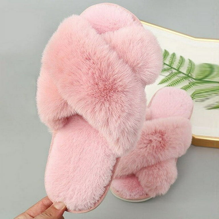 PIKADINGNIS Winter Women Casual Fuzzy Slippers Female Flip Flops