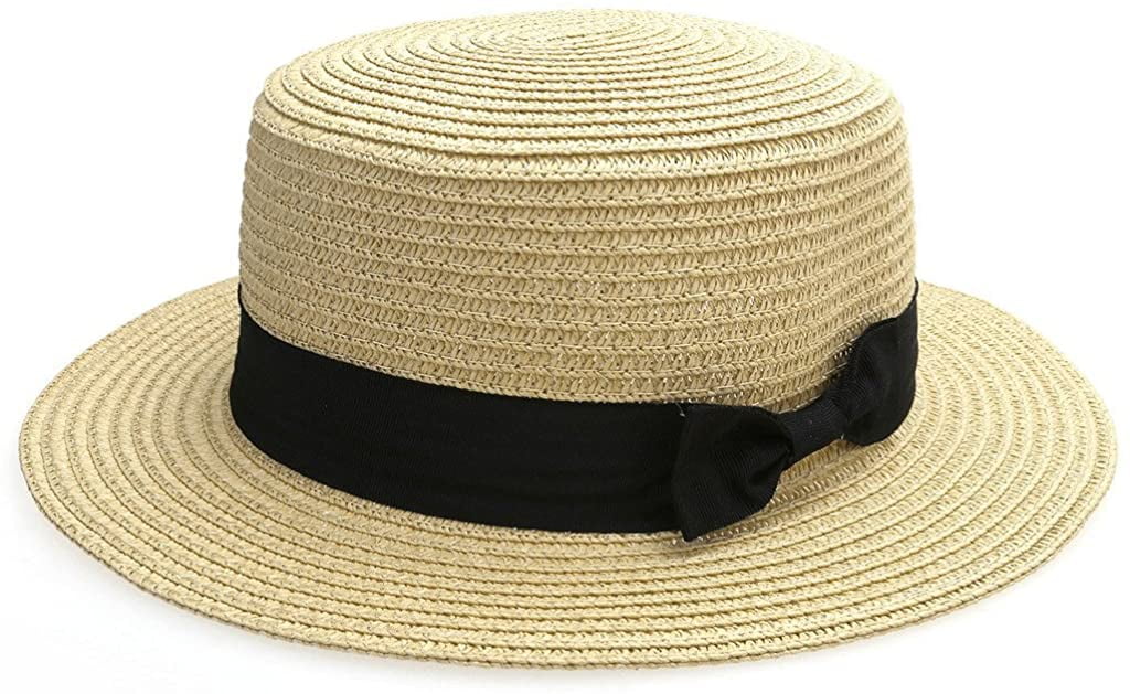 PIKADINGNIS Women Bowknot Straw Hat Summer Fedoras Boater  display picture 3