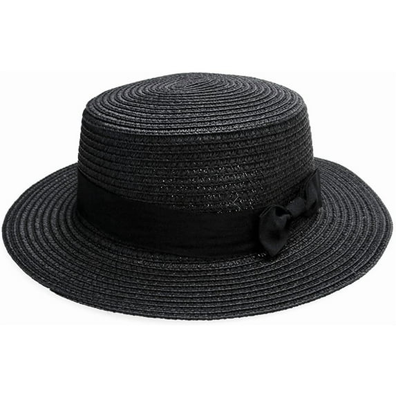 PIKADINGNIS Women Bowknot Straw Hat Summer Fedoras Boater Sun Hat