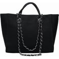 thumbnail image 1 of PIKADINGNIS Women Canvas Handbag Large Capacity Chain Tote Bag PU Handle Shoulder Bag, 1 of 6