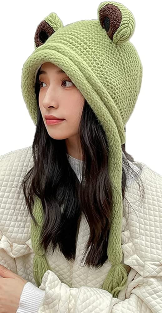 PIKADINGNIS Women Cute Animal Beanies Hat Winter Stretch Cable Knit Soft Warm Hats for Students Girls