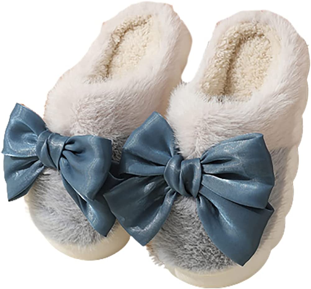 PIKADINGNIS Women Faux Fur Slippers Winter Cozy Warm Plush Lined House
