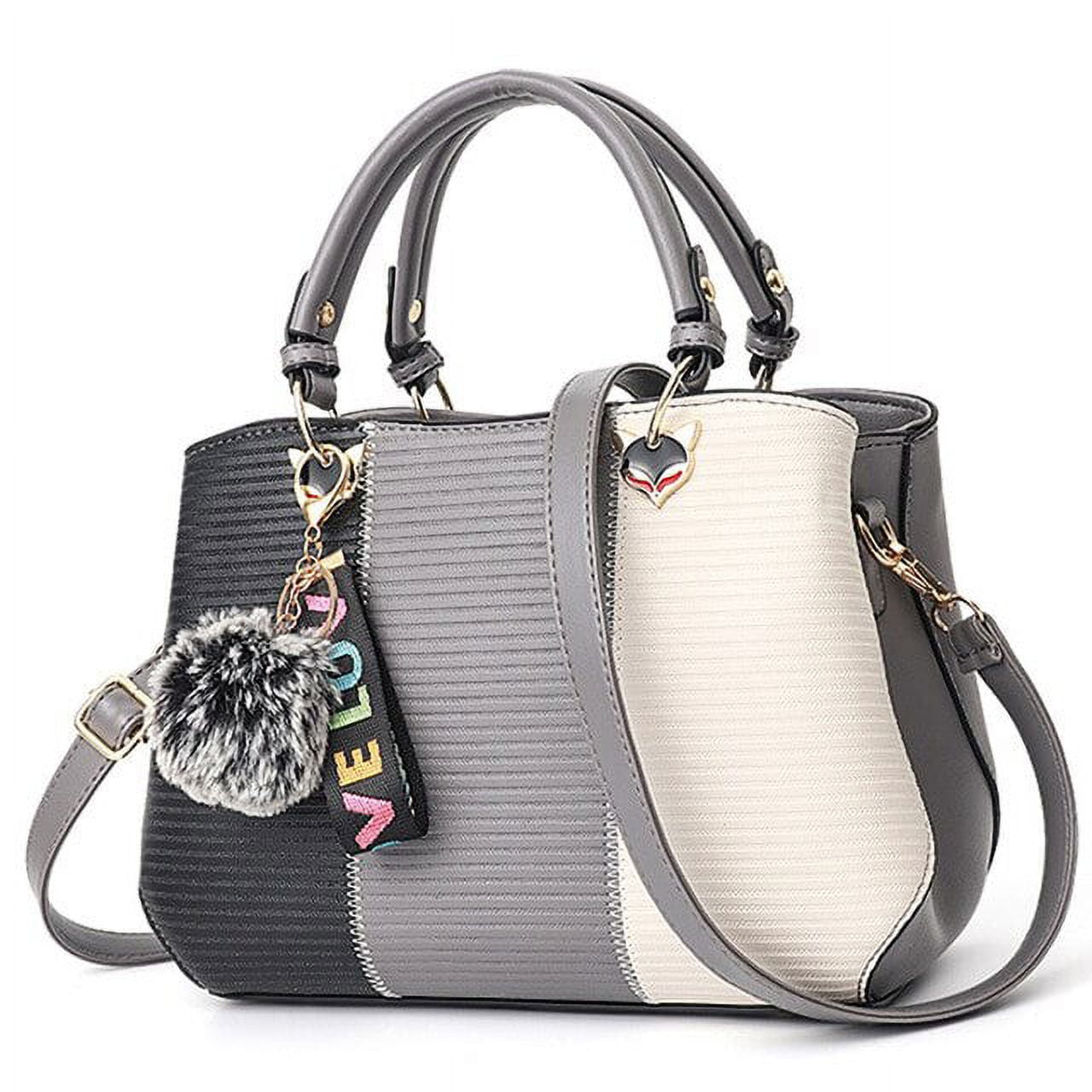 PIKADINGNIS Women Hairball Ornaments Totes Patchwork Handbag Party