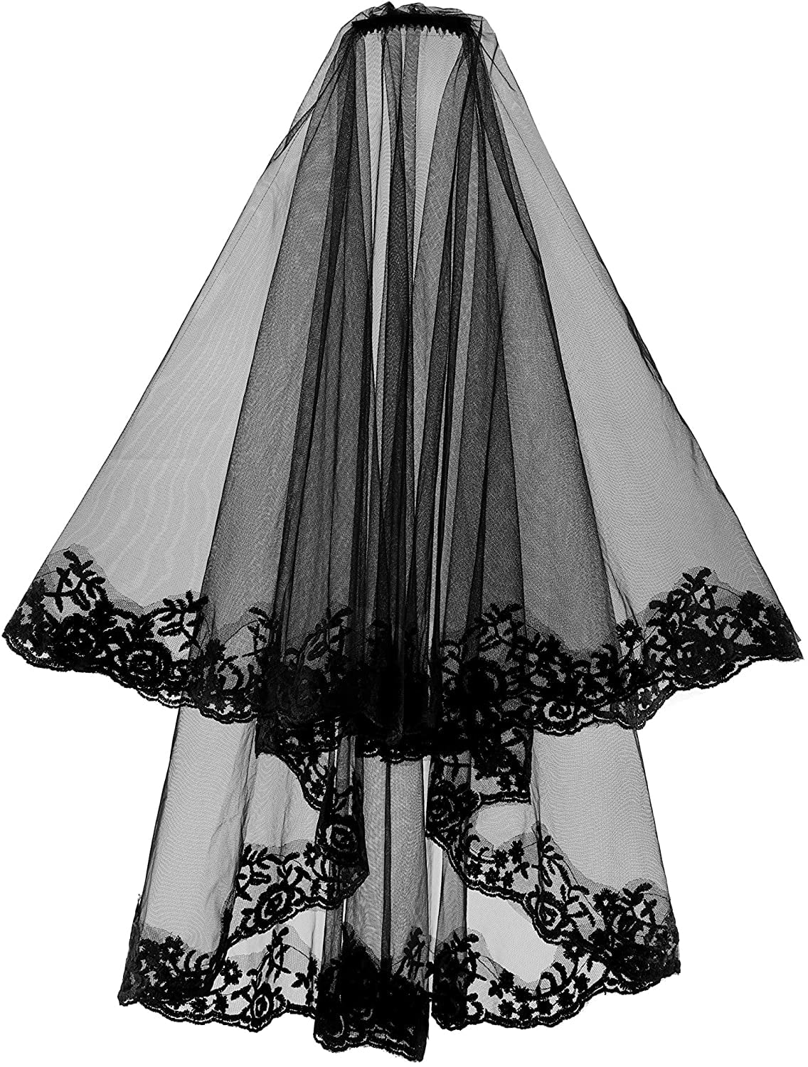 Veil Wedding Bridal Black Veils Gothic Shortmesh Headpiece Lace Bride  Headdress Party Bachelorette Funeralclip Costume 