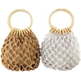 thumbnail image 1 of PIKADINGNIS Women Mini Clutch Tote Handbag Top-handle Bucket Drawstring Handbag Beach Woven Handmade Fishing Net Bag Pouch Purse, 1 of 6