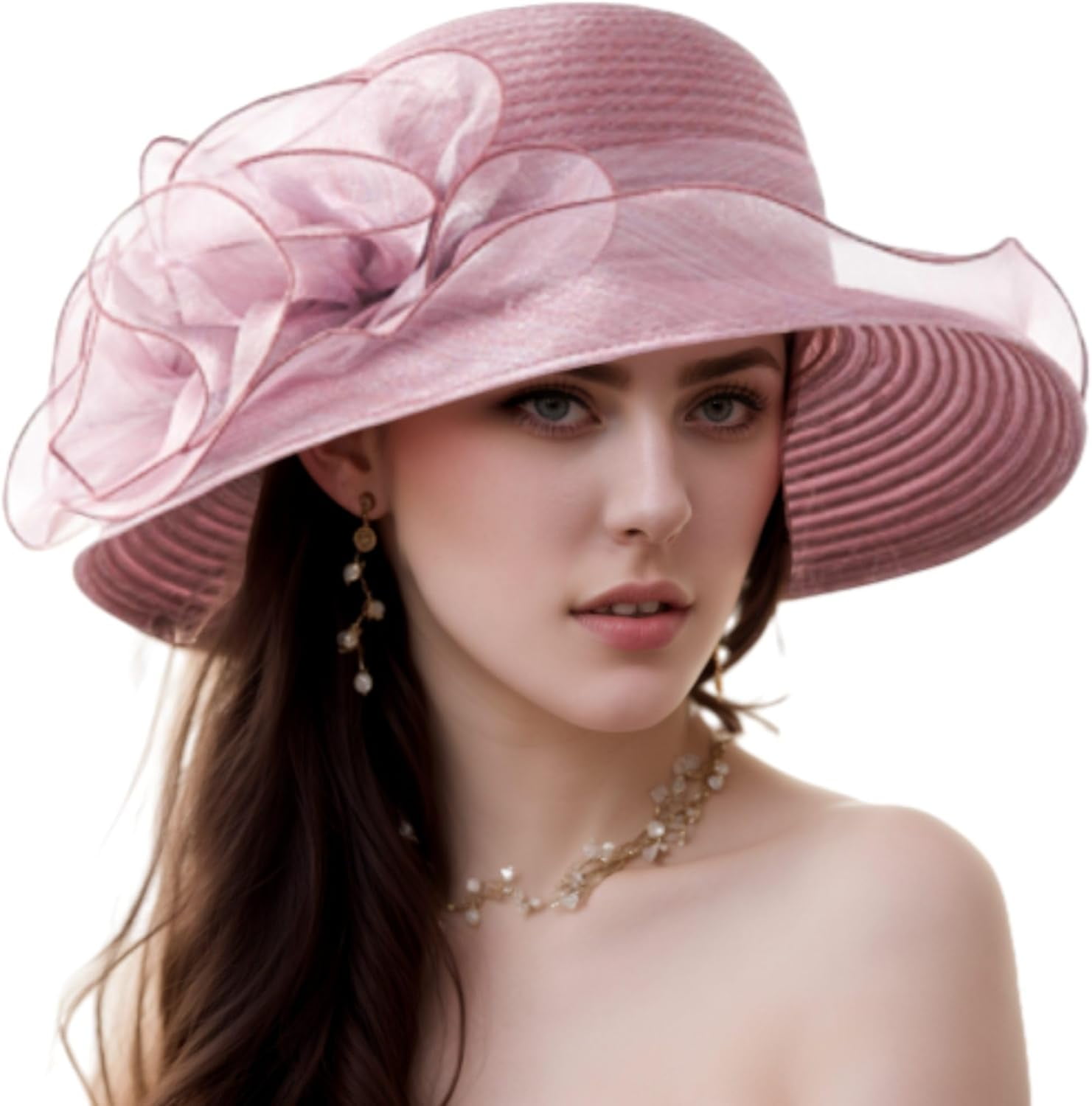 PIKADINGNIS Women Organza Derby Sun Hat,Kentucky Fascinator Cocktail ...