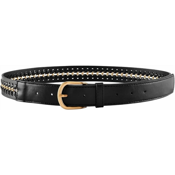 PIKADINGNIS Women PU Leather Waist Belt Punk Rocker Handwoven Casual Skinny Waistband Pants Fashion Jeans Dress Belt