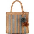 thumbnail image 1 of PIKADINGNIS Women Pompom Beach Straw Tote Bags Hand-Woven Summer Top-handle Handbag, 1 of 6