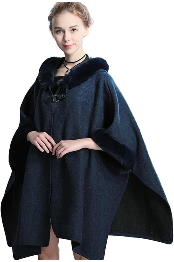 Women Shawl Wrap Cardigan Open Front Poncho Cape Sweater Winter Loose Wool Party Coat