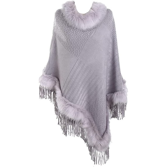 PIKADINGNIS Women Shawl Wrap Tassel Poncho Warm Soft Winter Fleece Sweaters Cardigan Cape