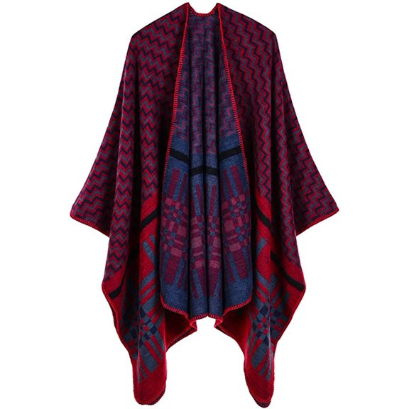 PIKADINGNIS Women Shawl Wraps Classic Poncho Thick Warm Open Front Travel Sweaters Cape Large Wavy Blanket Scarf