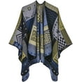 thumbnail image 1 of PIKADINGNIS Women Shawl Wraps Plaid Poncho Open Front Sweater Cardigan Cape Fleece Scarf Coat Office Blanket, 1 of 6
