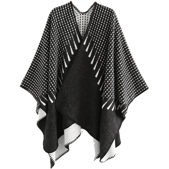 PIKADINGNIS Women Shawl Wraps Poncho Fleece Sweater Cape Open Front Coat Office Warm Blanket Scarf
