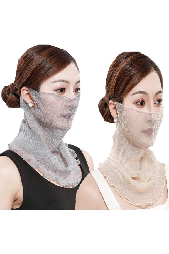 Women Silk Mask Veil Summer Anti-Dust Face Mask Neck Gaiter Sun Proof Face Cover UV Protection
