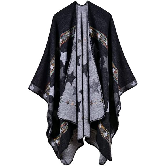 PIKADINGNIS Women Star Shawl Wraps Poncho Soft Open Front Sweater Cardigan Cape Blanket Scarf