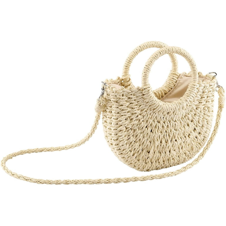White rattan cheap purse